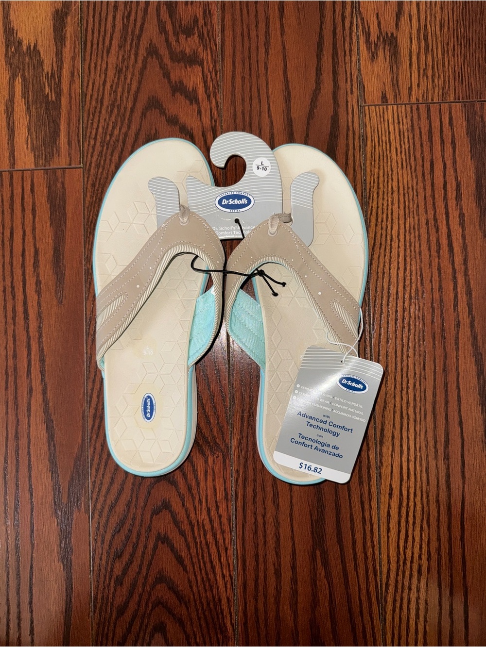Dr. Scholl's Beige and Light Blue Women's Flip Flops